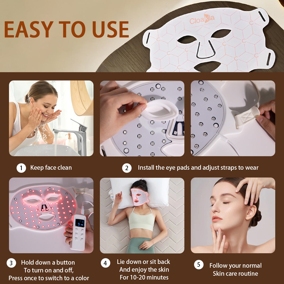 Cloakla K11 LED Red Light Therapy Face Mask