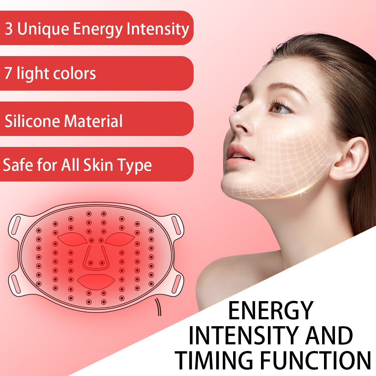 Cloakla K11 LED Red Light Therapy Face Mask & Neck Enhance